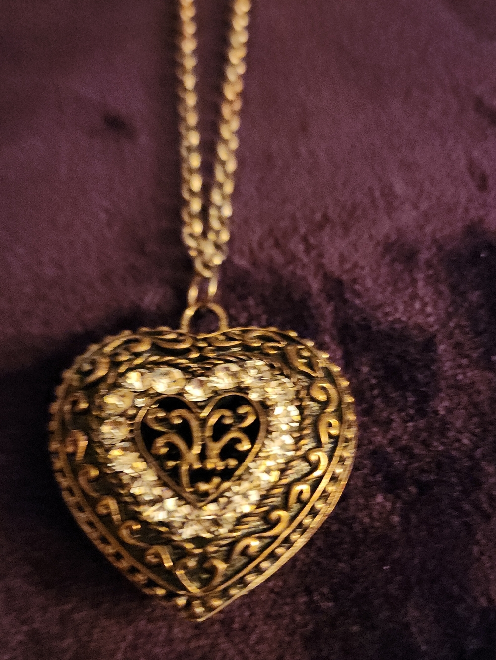 Silver Heart Filigree Pendant Chystal Necklace - Elegant Women's Jewelry